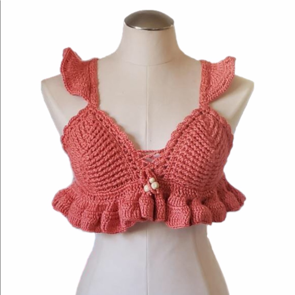 Crochet bralette/ crop top with ruffles
